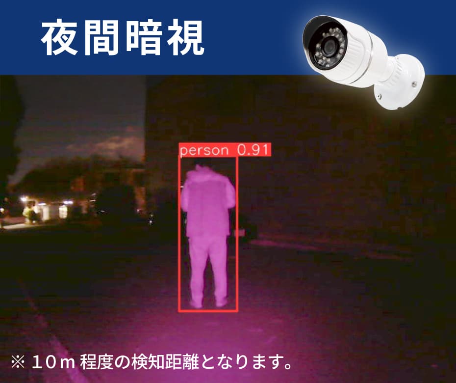 夜間暗視機能による夜間のクマ検知