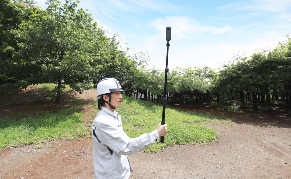現場を360°カメラで撮影